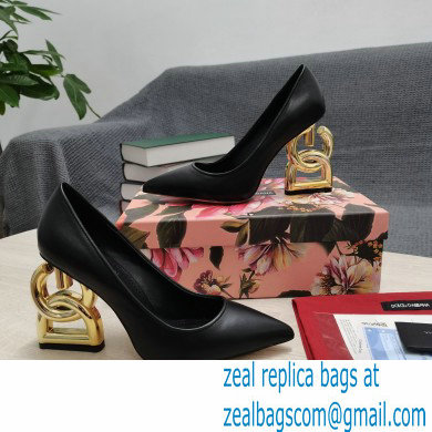 Dolce  &  Gabbana Heel 10.5cm Leather Pumps Black with DG Pop Heel 2021